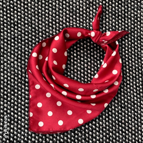 Square Scarf Red + White Dots - Picture 5 of 7
